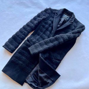 ALLSAINTS black wool and fur coat